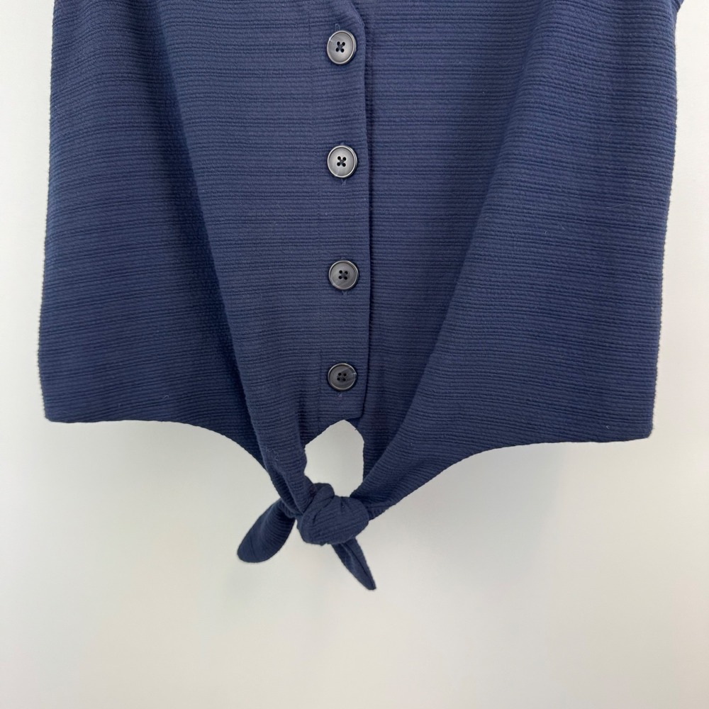 J.Crew Tank Top Women's Small Navy Button Front Tie Waist L8137 NWT - Picture 6 of 16